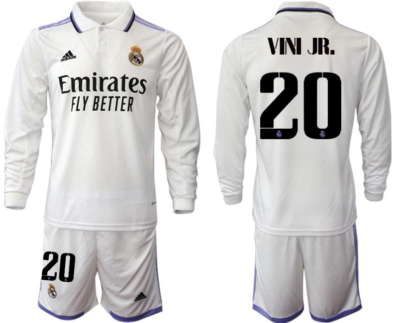 Men 2022-2023 Club Real Madrid home long sleeve white 20 Soccer Jersey